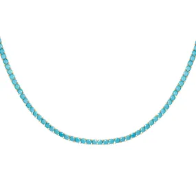 Silver gold plated turquoise tennis necklace