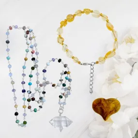 Spiritual Jewelry Set: Mother Earth's Healing Crystals for a Happy Life - Silver