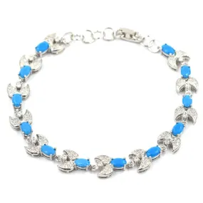 Sterling Silver Sleeping Beauty Turquoise Micro-Pave Tennis Bracelet