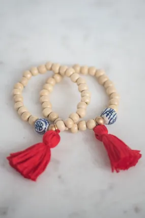 The Elliotborough Tassel Bracelet In Red