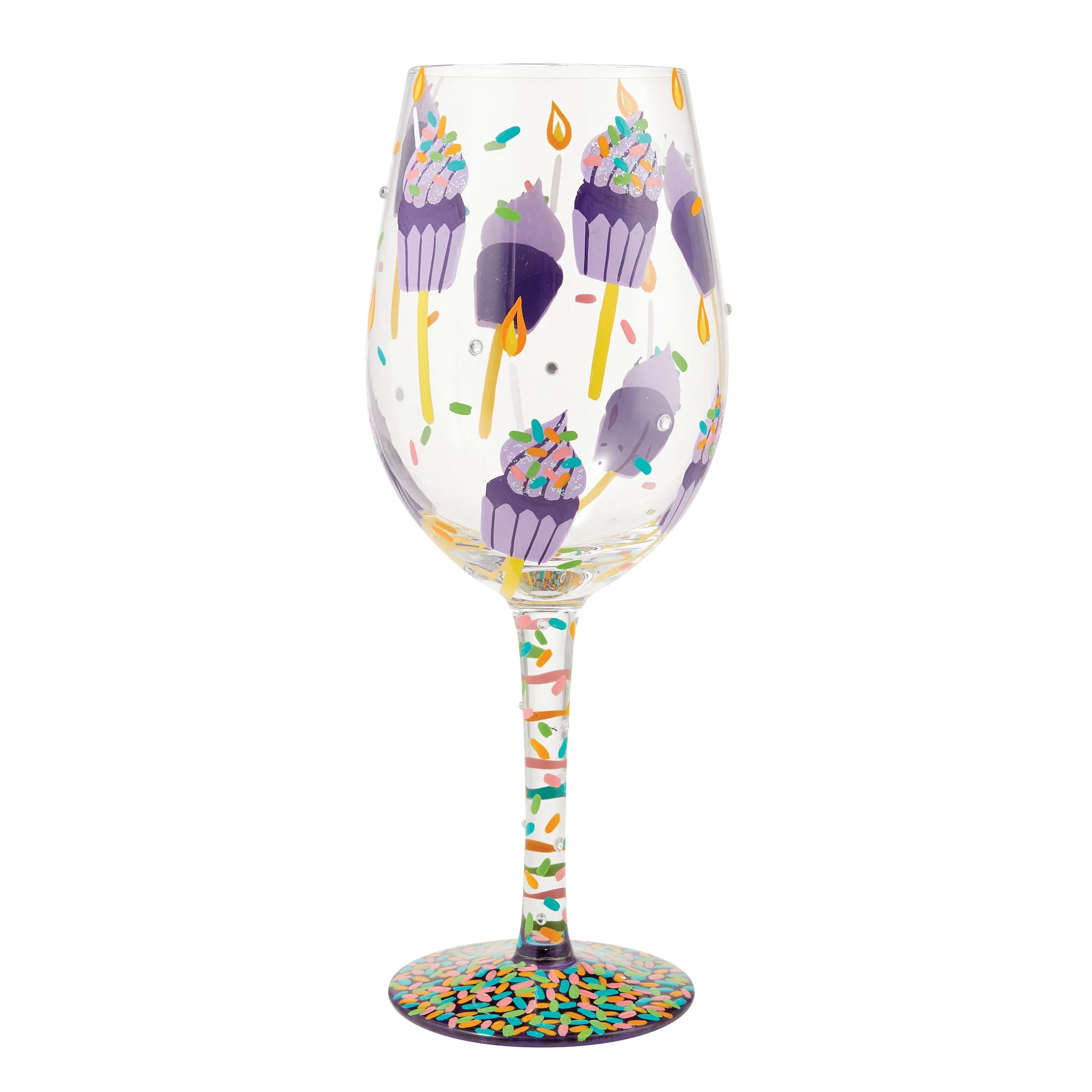 Tiny Birthday Bites Hand Painted Wine Glass