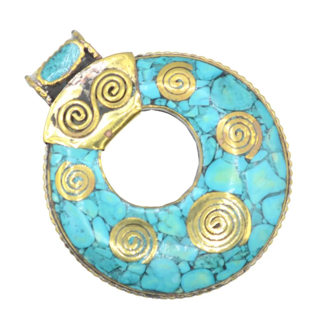 Turquoise Spirals Tibetan Necklace