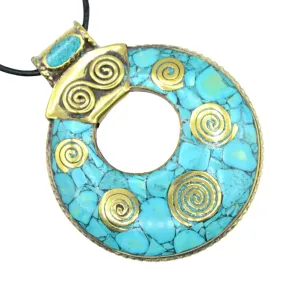 Turquoise Spirals Tibetan Necklace