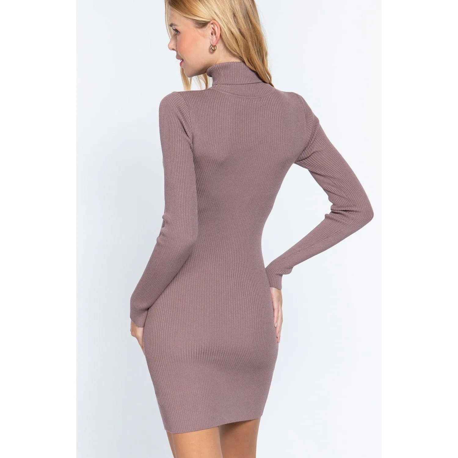 Turtle Neck Sewater Mini Dress