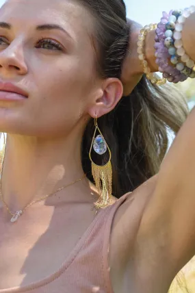 Wild & Free Girl Gold Fringe Aura Earrings