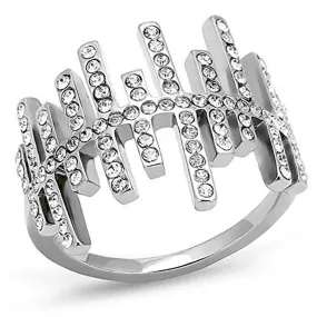 WildKlass Stainless Steel Ring High Polished Women Top Grade Crystal Clear