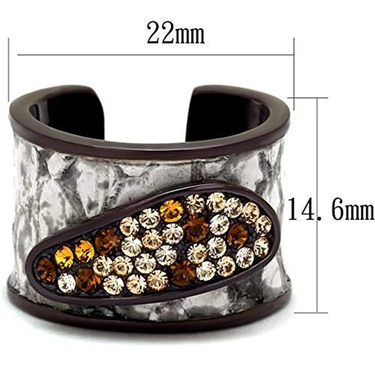 WildKlass Stainless Steel Ring IP Dark Brown (IP Coffee) Women Top Grade Crystal Multi Color