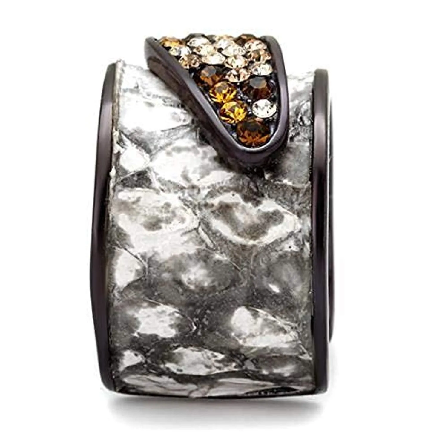 WildKlass Stainless Steel Ring IP Dark Brown (IP Coffee) Women Top Grade Crystal Multi Color