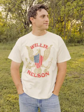 Willie Nelson Eagle Shield Off White Thrifted Tee