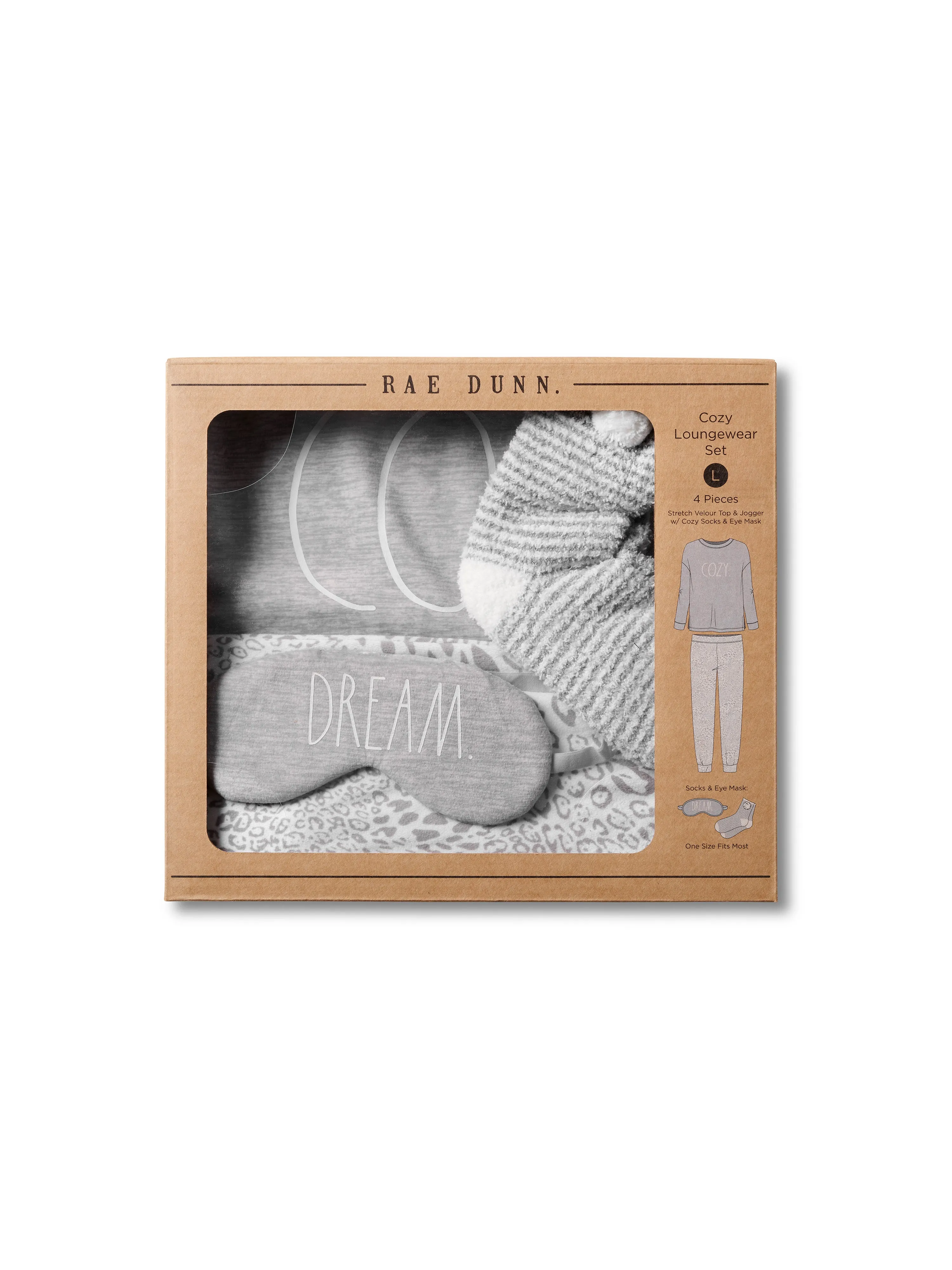 Women's 4-Piece Gift Set with Velour COZY Long Sleeve Top and Pajama Pants with Eye Mask and Socks