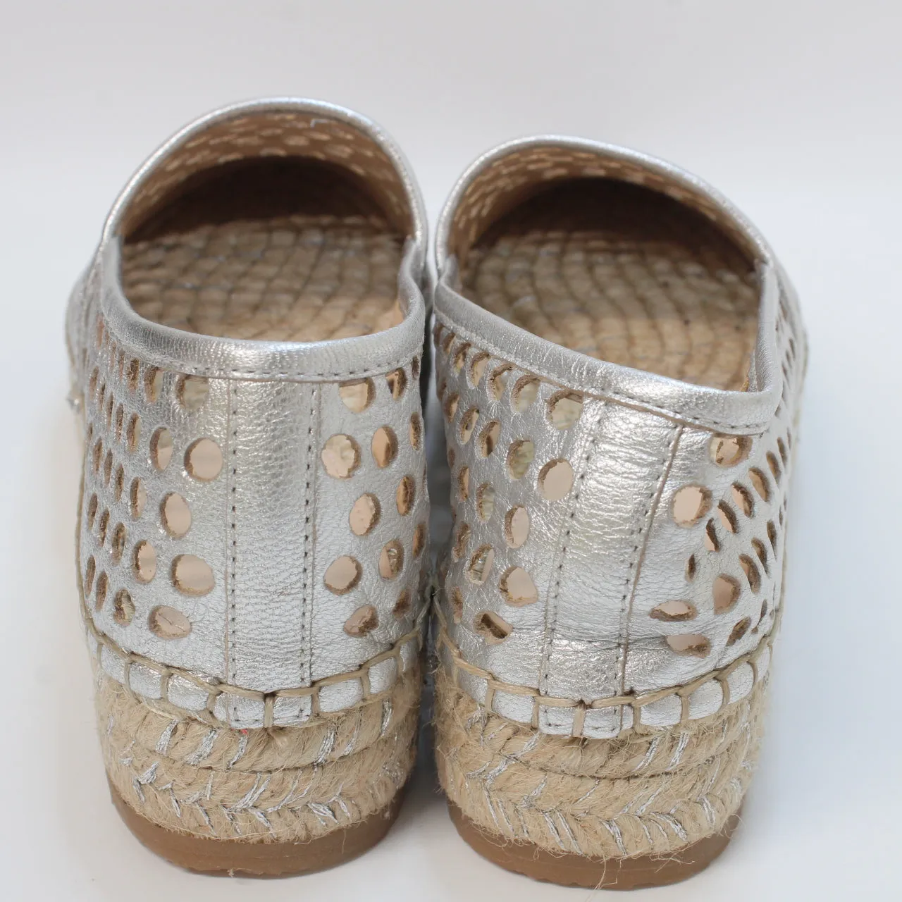 Womens Loeffler Randall Inc Mariko Double Height Espadrille Silver Leather