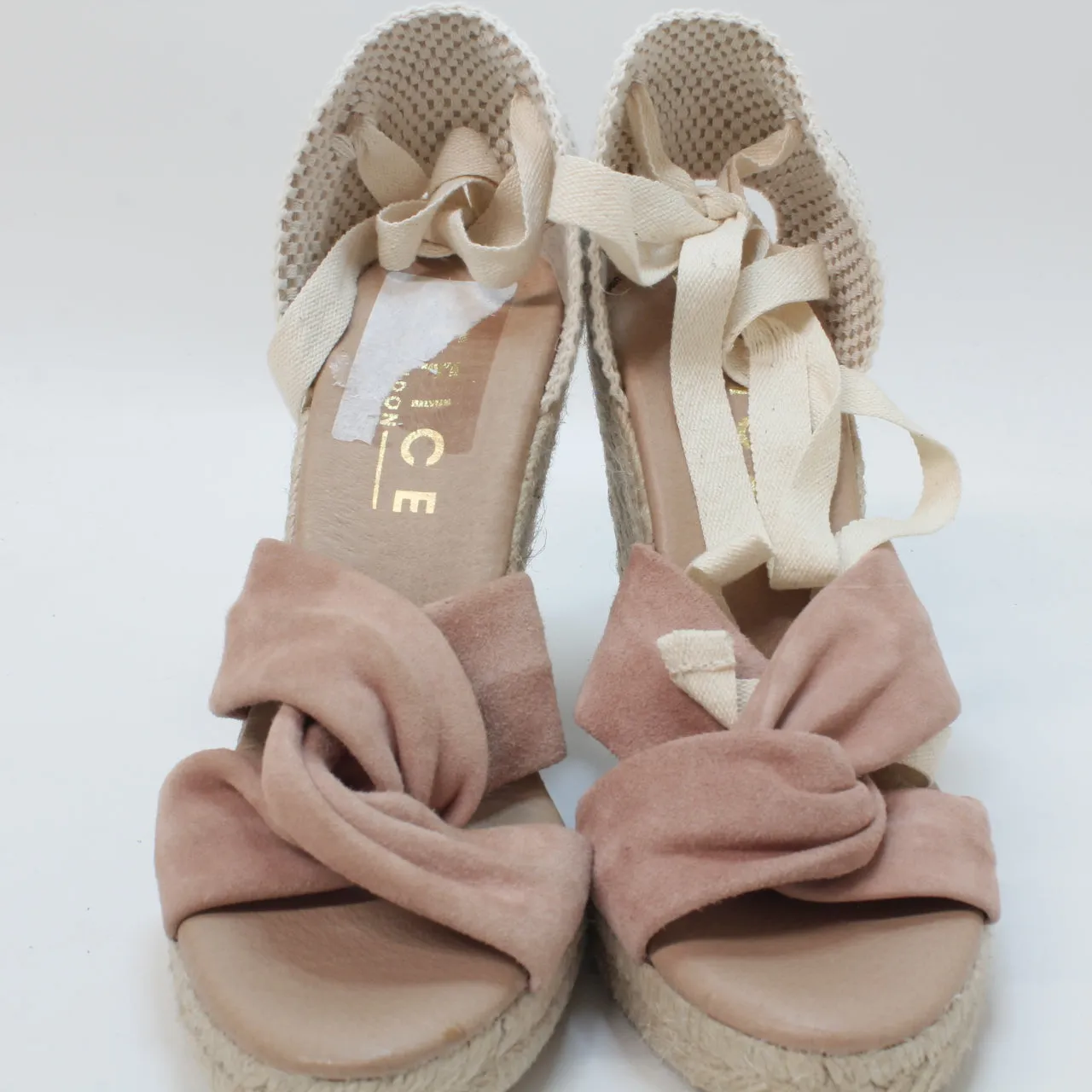 Womens Office Heather Ankle Tie Espadrilles Blush Suede Uk Size 4