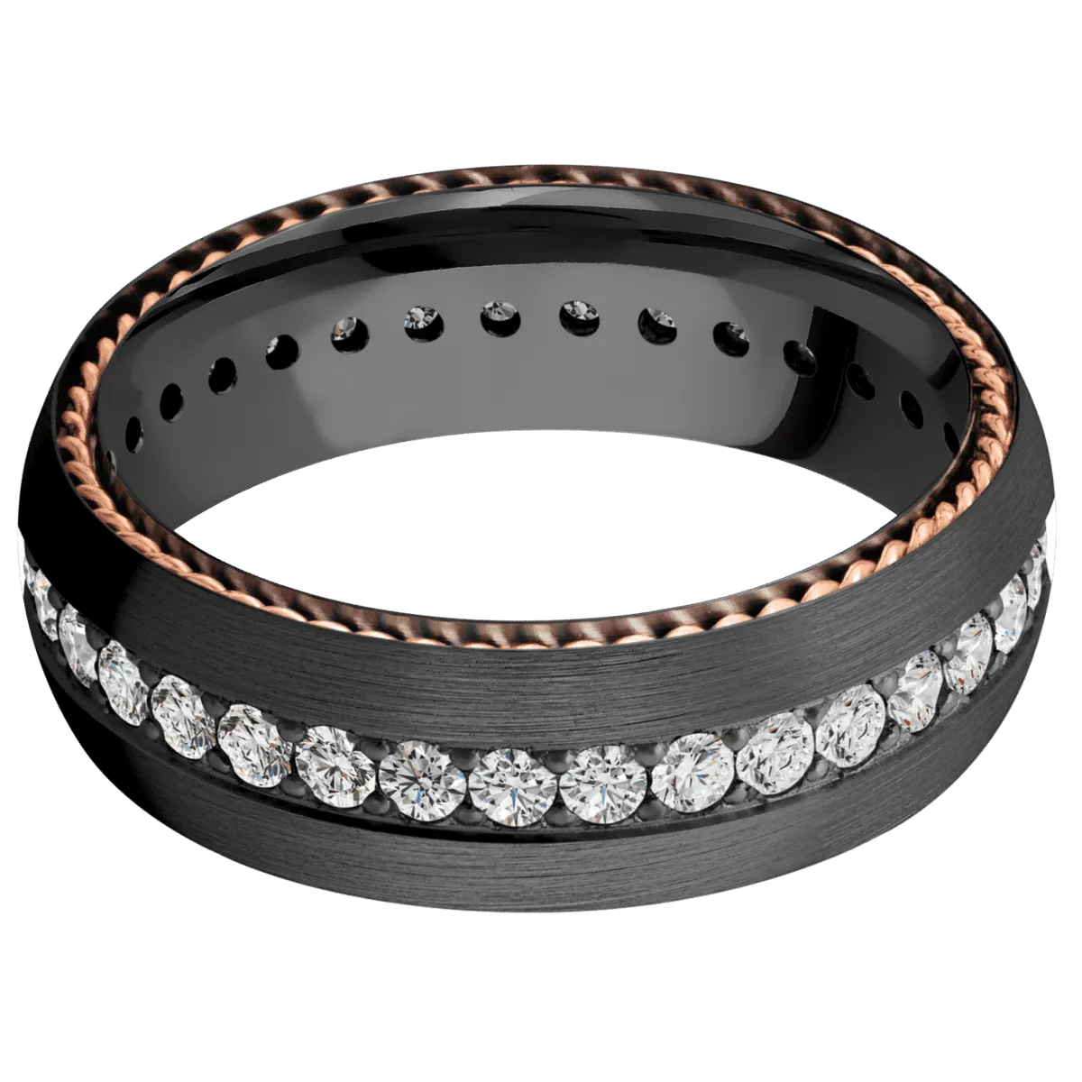 Zirconium with Satin Finish and 14K Rose Gold Inlay