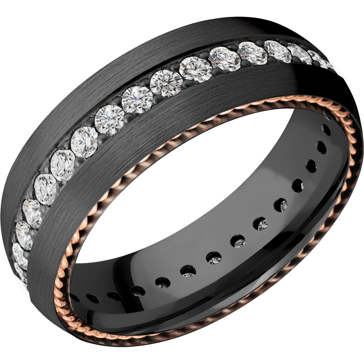 Zirconium with Satin Finish and 14K Rose Gold Inlay