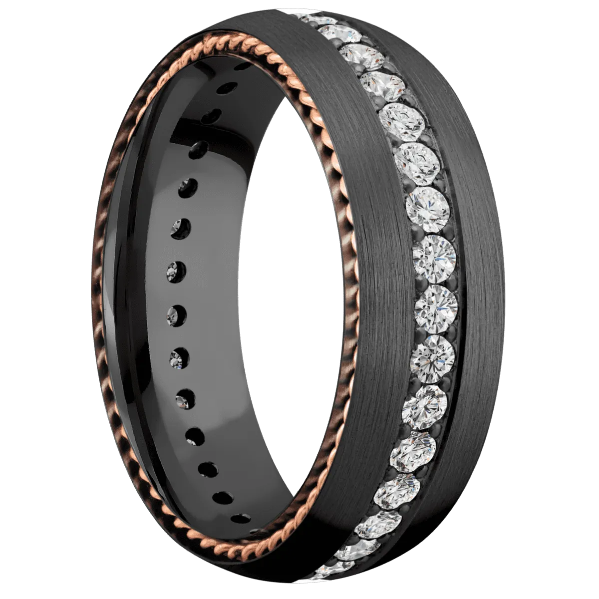 Zirconium with Satin Finish and 14K Rose Gold Inlay