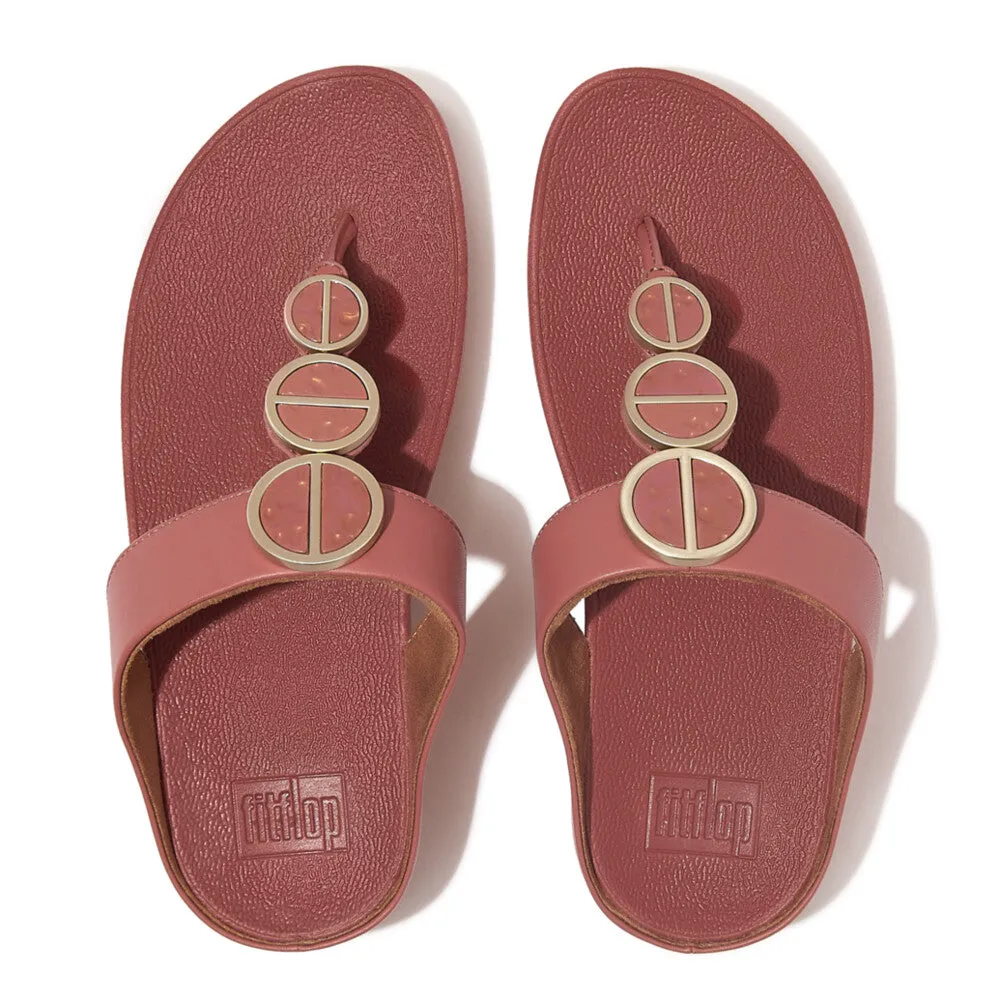 รองเท้าแตะแบบหูหนีบ ผู้หญิง รุ่น HALO METALLIC-TRIM LEATHER TOE-POST SANDALS