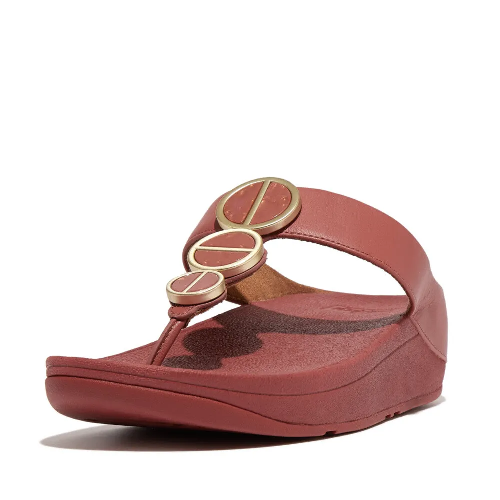 รองเท้าแตะแบบหูหนีบ ผู้หญิง รุ่น HALO METALLIC-TRIM LEATHER TOE-POST SANDALS