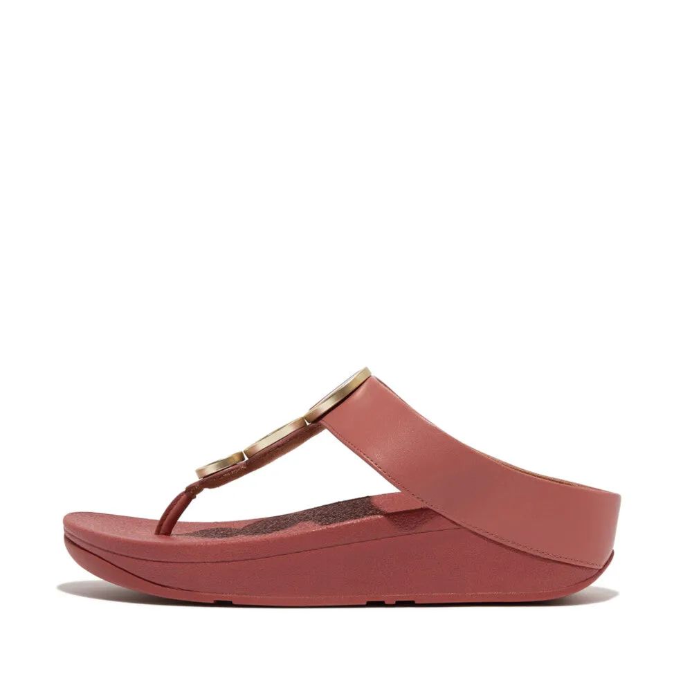 รองเท้าแตะแบบหูหนีบ ผู้หญิง รุ่น HALO METALLIC-TRIM LEATHER TOE-POST SANDALS